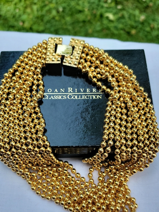Joan Rivers Jewelry - Vintage Joan Rivers Gold Tone Multi-Strand Beaded Collar Necklace